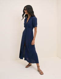 Navy Collared Chrissy Midi Dress