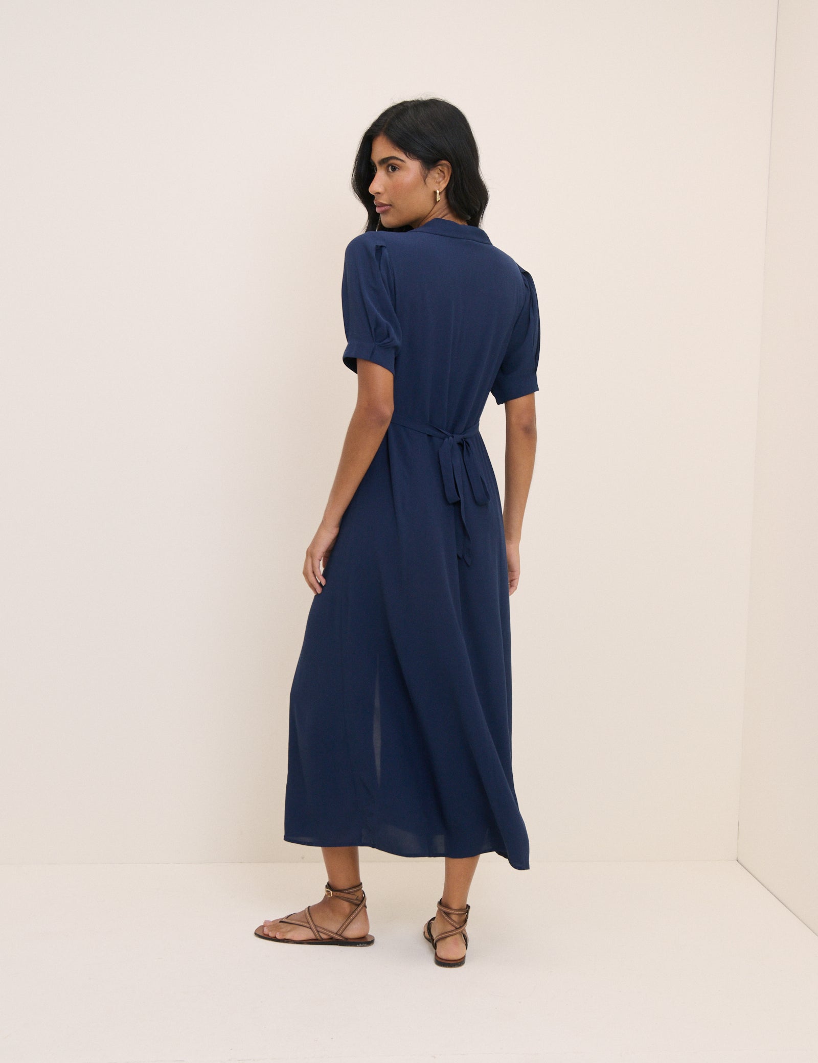 Navy Collared Chrissy Midi Dress