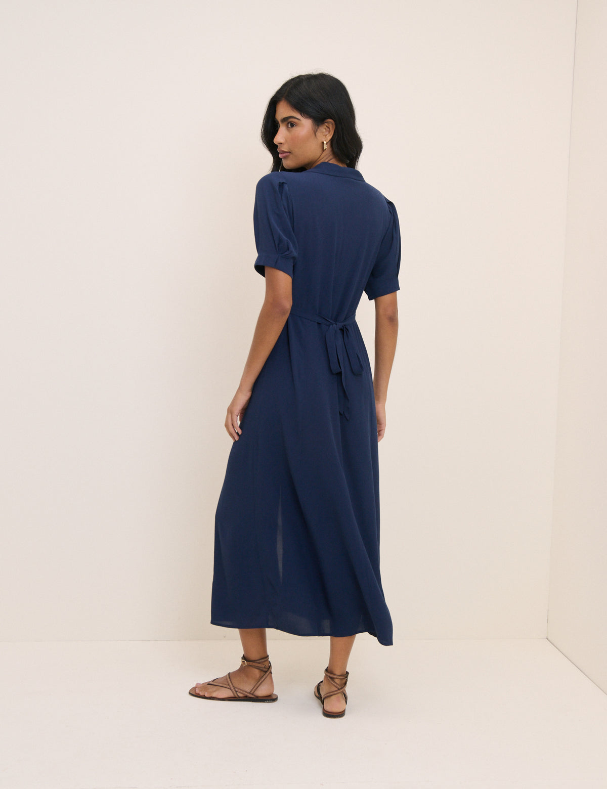 Navy Collared Chrissy Midi Dress