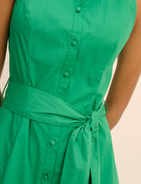 Green Button Down Collared Hunter Midi Dress