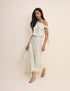 Mint Blue Floral Kavita Satin Midi Dress