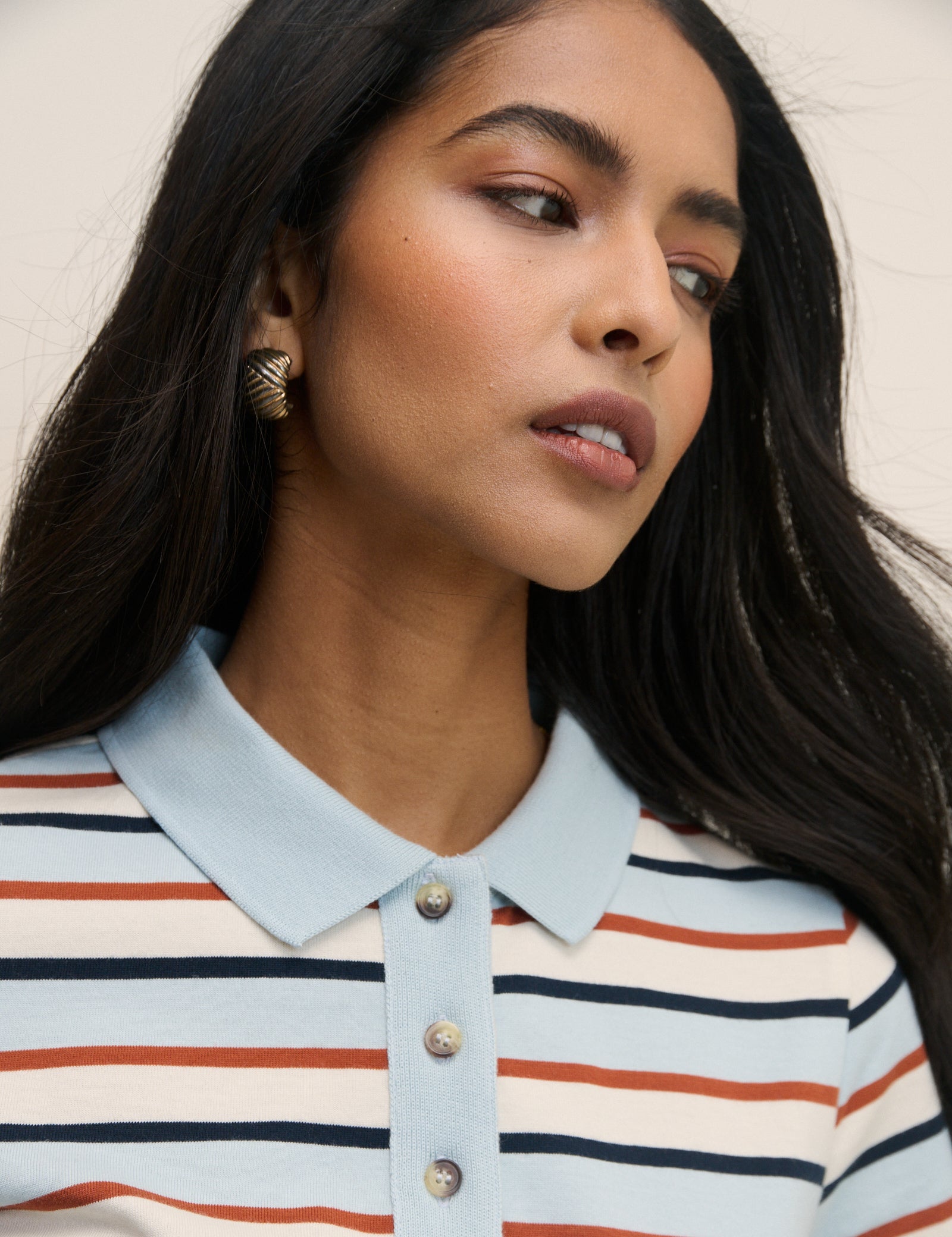 Blue Striped Collins Mini Jersey Polo Dress
