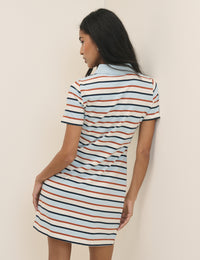 Blue Striped Collins Mini Jersey Polo Dress