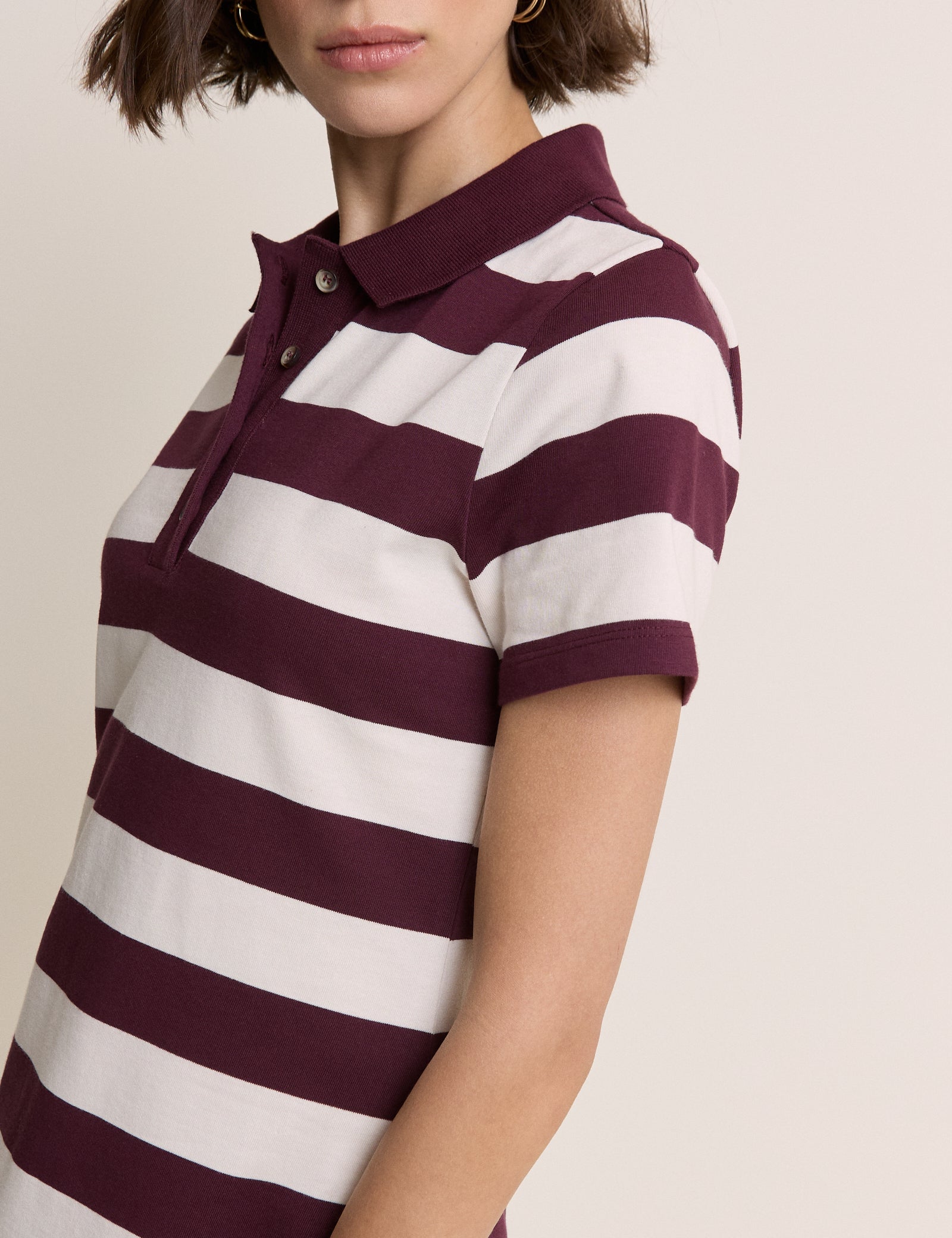 Burgundy Striped Collins Mini Polo Dress
