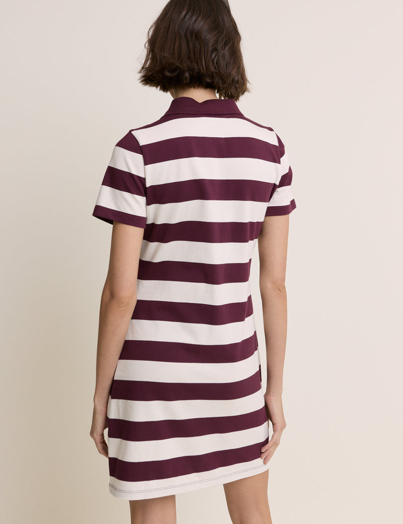 Burgundy Striped Jersey Polo Collins Mini Dress