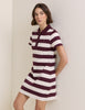 Burgundy Striped Collins Mini Jersey Polo Dress