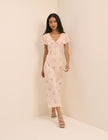 Blush Pink Floral Ellen Midi Dress