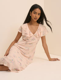 Blush Pink Floral Ellen Midi Dress