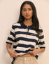 Striped Jersey Short Sleeve Polo Top