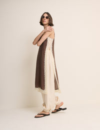 Brown Lace Trim Paulina Longline Cami