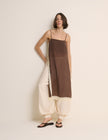 Brown Lace Trim Paulina Longline Cami