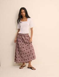 White Shirred Frill Trim Top