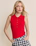Red Collared Ribbed Vest