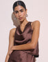 Brown Cowl Neck Top