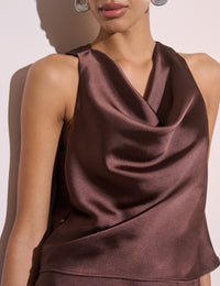 Brown Cowl Neck Top