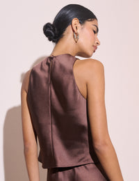 Brown Cowl Neck Top