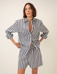 Blue And Brown Striped Shorts