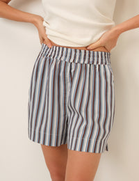Blue And Brown Striped Shorts
