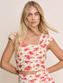 White and Red Floral Cropped Top