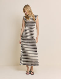 Brown And Cream Striped Colbie Midi Dress