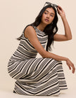 Brown And Cream Striped Boat Neck Colbie Maxi Dress