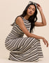 Brown And Cream Striped Boat Neck Colbie Maxi Dress