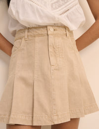 Stone Pleated High Waisted Mini Skirt