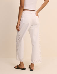 White Embroidered Leyton Boyfriend Jeans