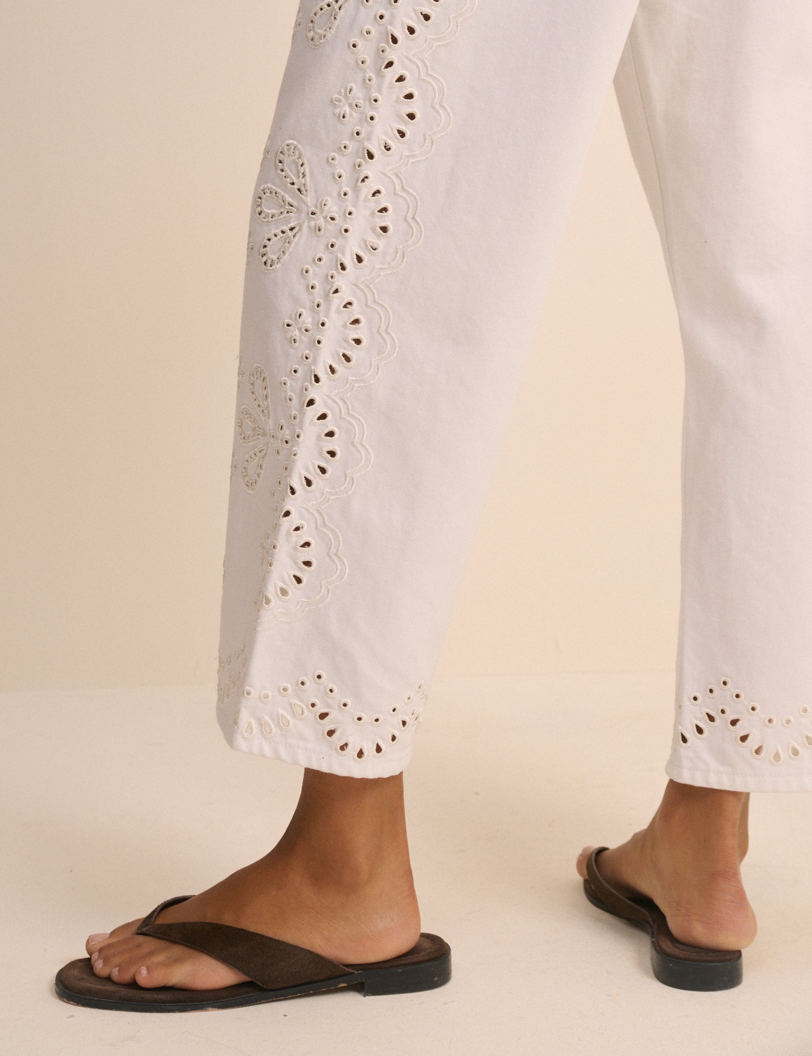 White Embroidered Leyton Boyfriend Jeans