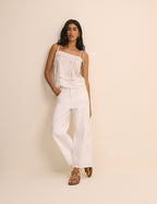 White Embroidered Leyton Boyfriend Jeans