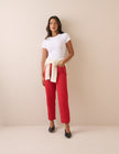 Red High Rise Tapered Jeans