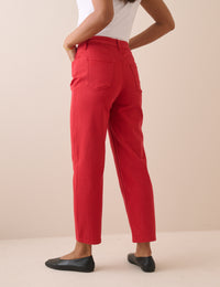 Red High Rise Tapered Jeans