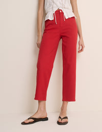Red High Rise Camden Tapered Jeans