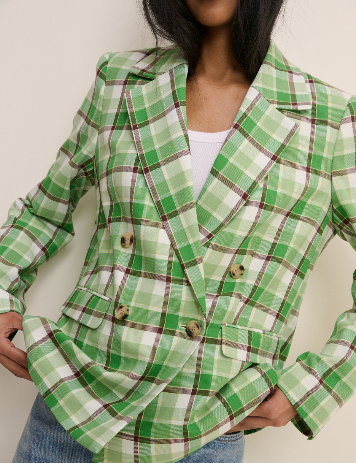 Green Tartan Alicia Double Breasted Blazer