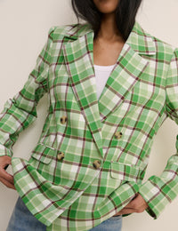 Green Tartan Alicia Double Breasted Blazer