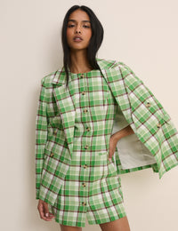 Green Tartan Button Through Ellie Mini Dress