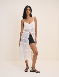 White Ruffle Longline Cami