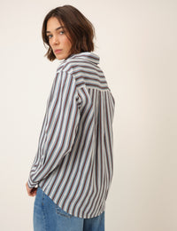 Blue And Brown Relaxed Striped Shirt