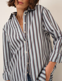 Blue And Brown Relaxed Striped Shirt
