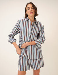 Blue And Brown Relaxed Striped Shirt