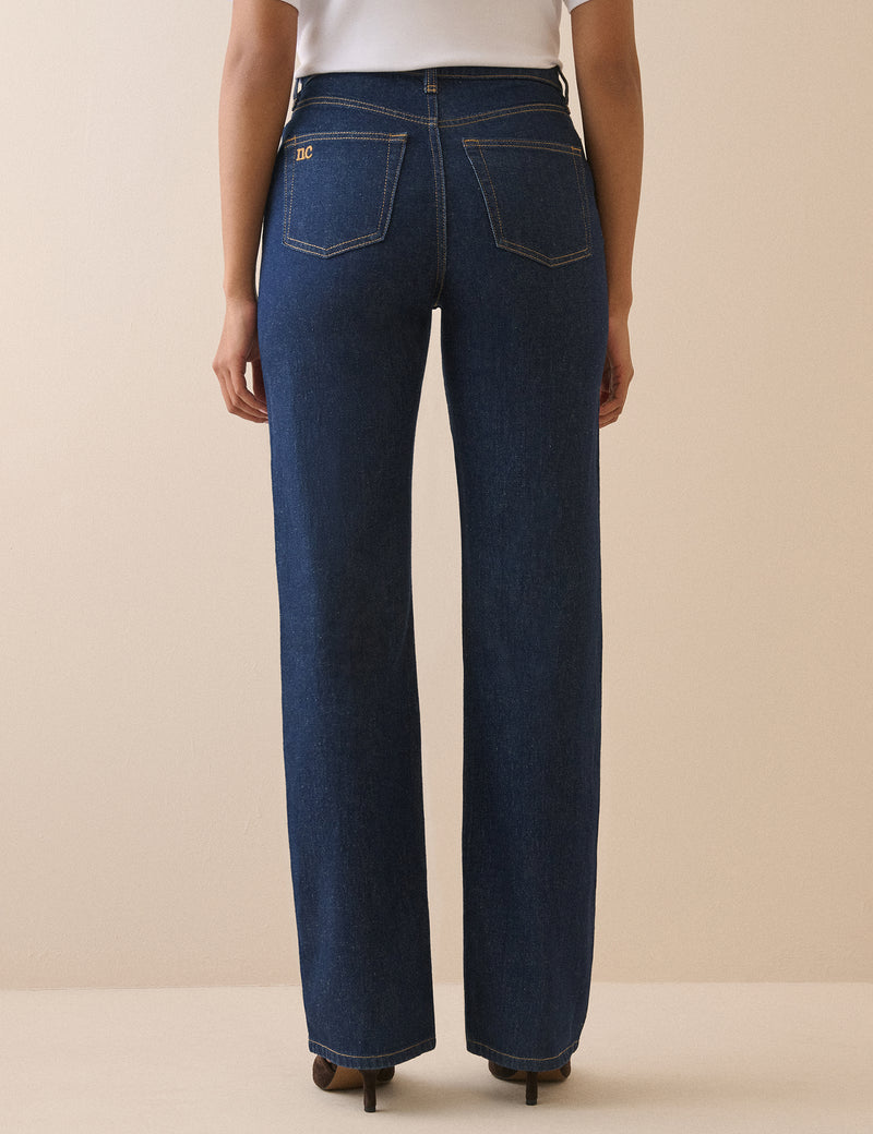 Dark Blue High Rise Kingston Straight Leg Jeans