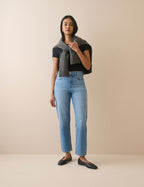 Blue Mid Rise Camden Tapered Jeans