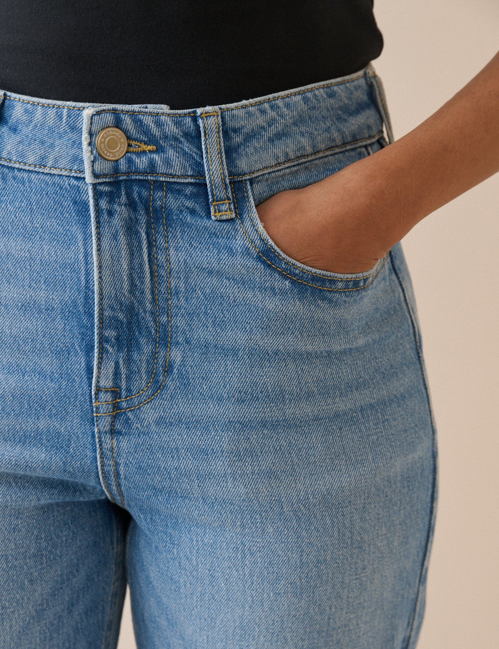 Blue Mid Rise Camden Tapered Jeans
