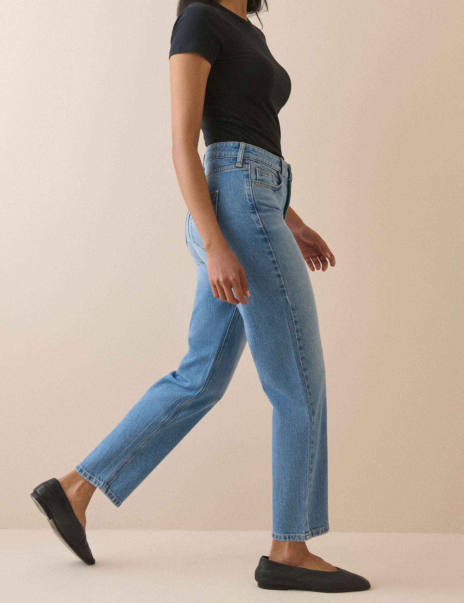 Blue Mid Rise Camden Tapered Jeans