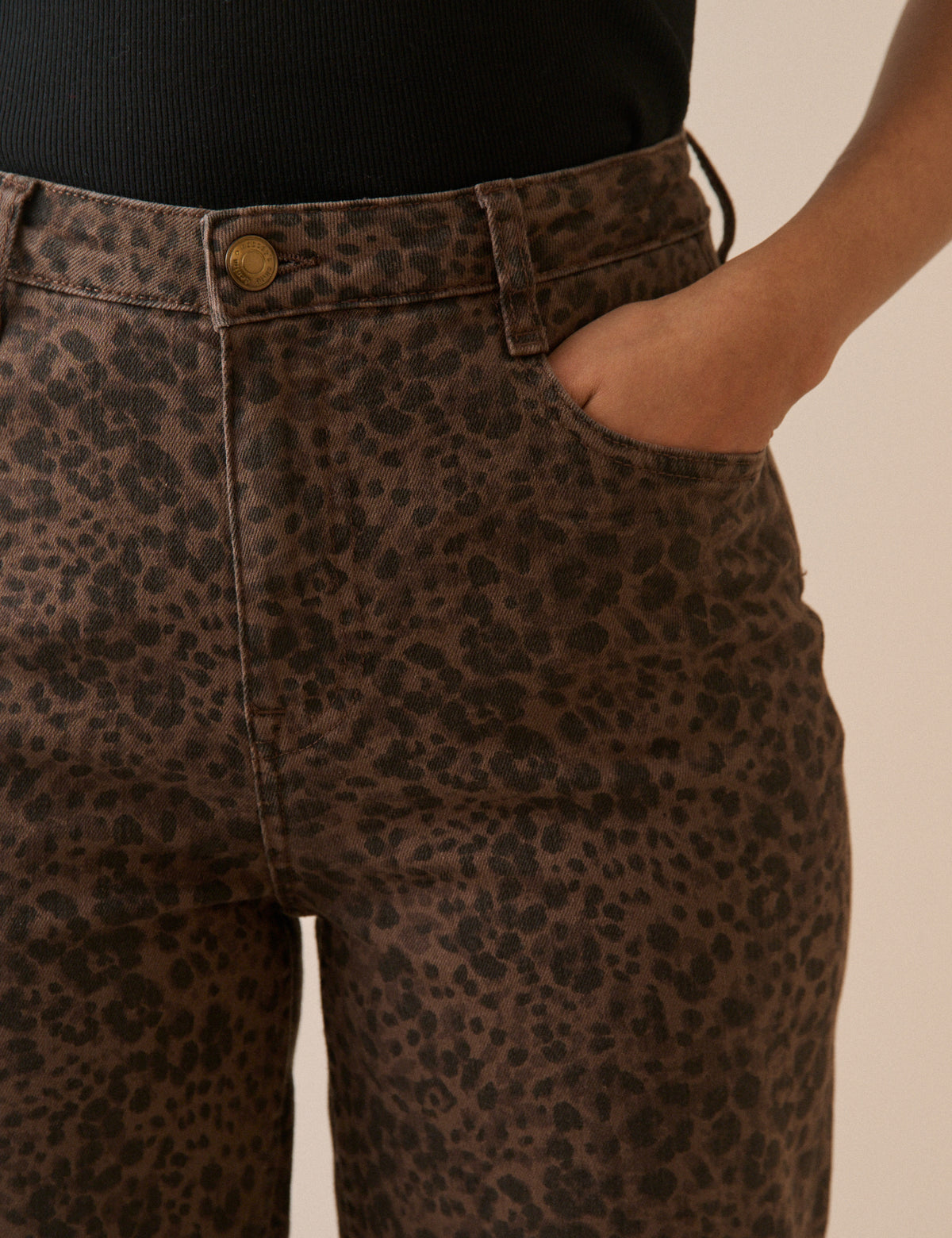 Leopard Print Mid Rise Camden Tapered Jeans