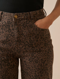 Leopard Print Mid Rise Camden Tapered Jeans