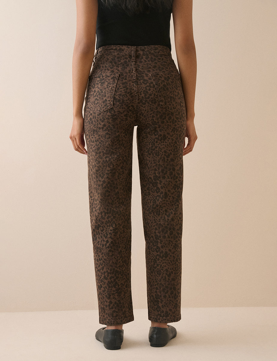 Leopard Print Mid Rise Camden Tapered Jeans