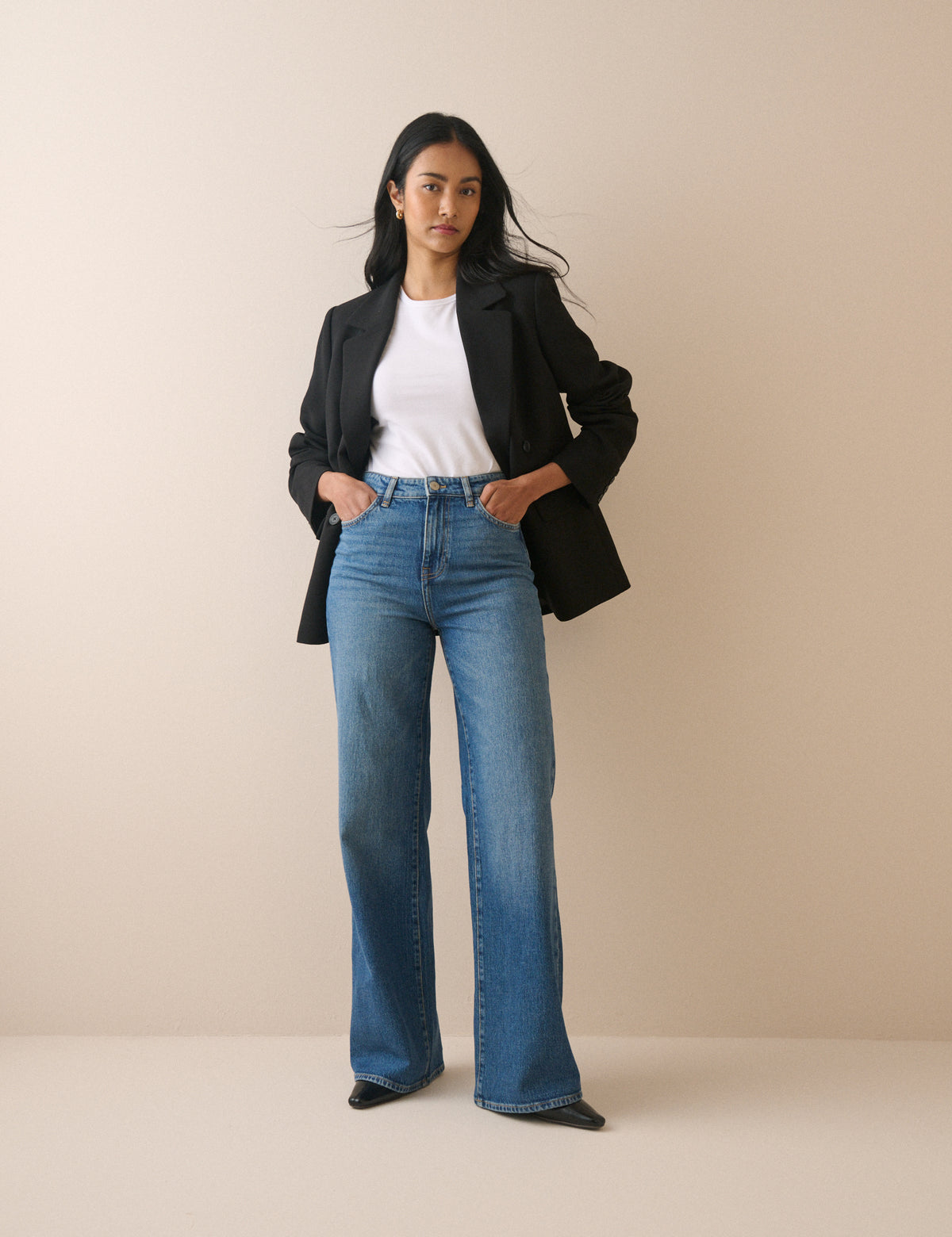 Mid Blue High Rise Soho Wide Leg Jeans