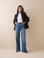 Mid Blue High Rise Soho Wide Leg Jeans