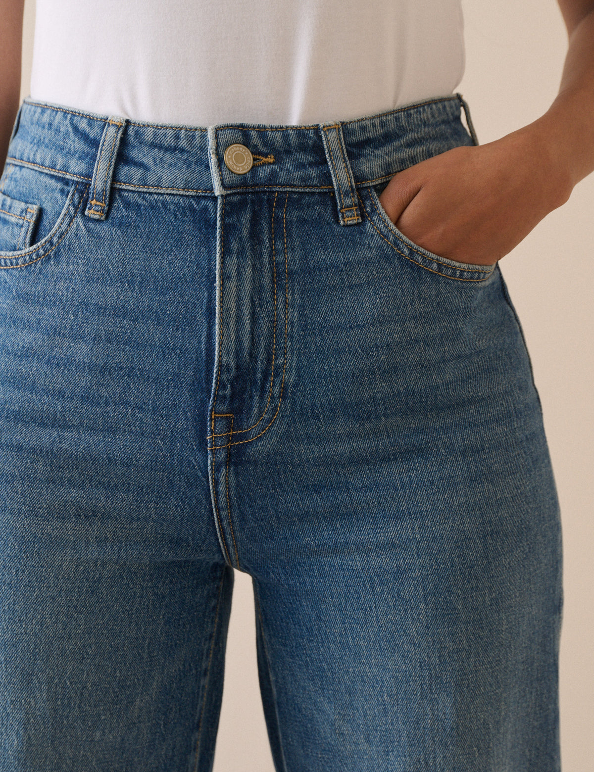 Mid Blue High Rise Soho Wide Leg Jeans